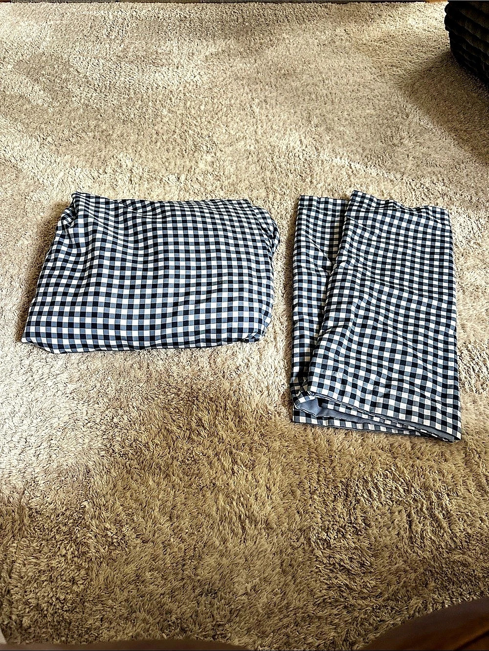 Blue & White Gingham King Duvet Cover and 2 King shams